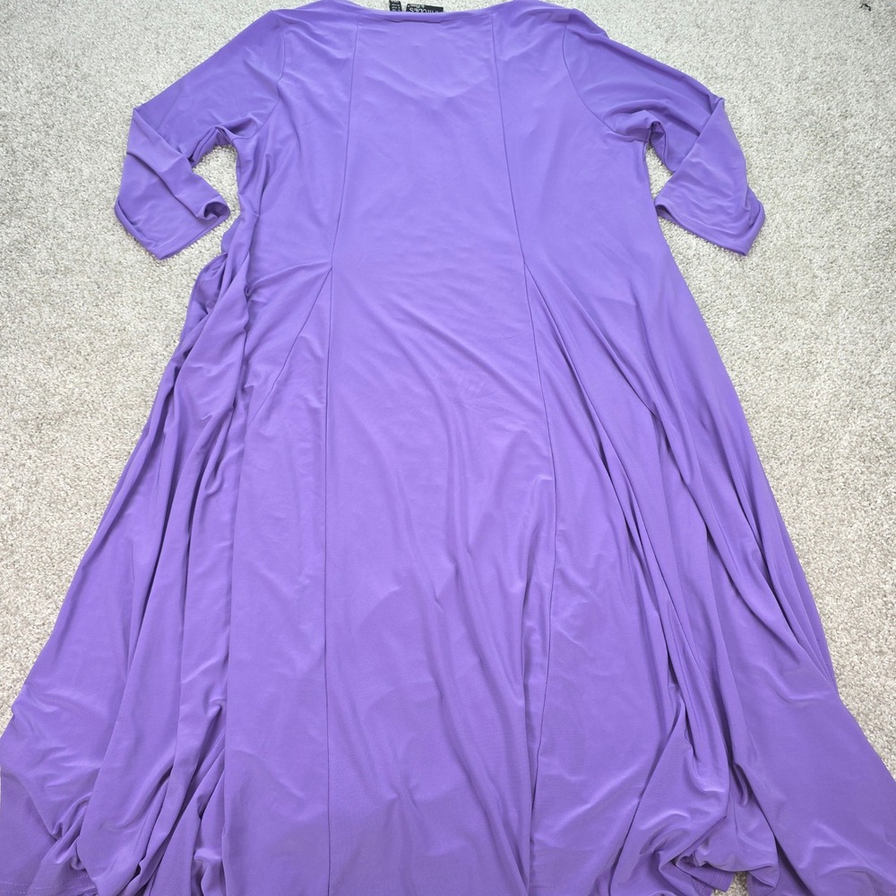 Attitudes by Renee Purple Como Jersey V-Neck Godet Midi Dress 1XP NEW - Picture 7 of 8